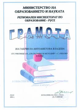 Национално състезание ЗНАМ И МОГА - ОУ Св. Св. Кирил и Методий - Ряхово - ОУ Св. Св. Кирил и Методий - Ряхово